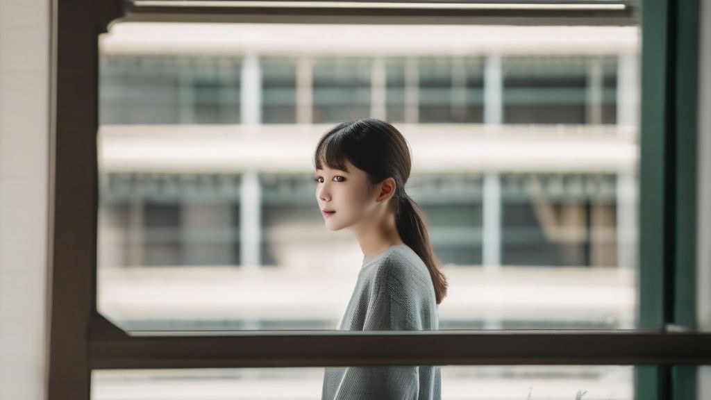 한국인이 거울을 보며 자신에게 긍정적인 확언을 하고 있는 모습