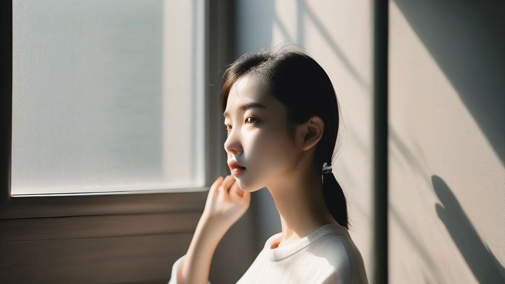 한국의 차분한 가정집에서 명상하는 30대 한국 여성